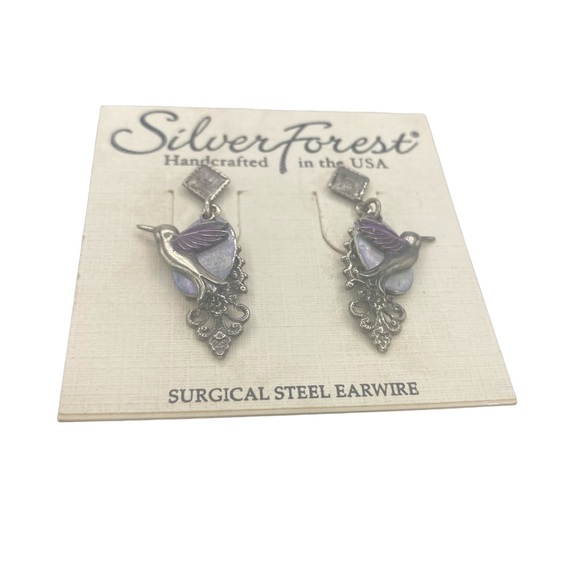 NWT Silver Forest Sterling Bird and Mother of Pearl Drop Earrings - Picture 2 of 4